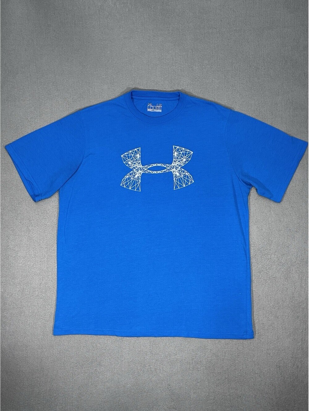 Men’s Under Armour HeatGear Blue Graphic Logo T Shirt Size LG Loose